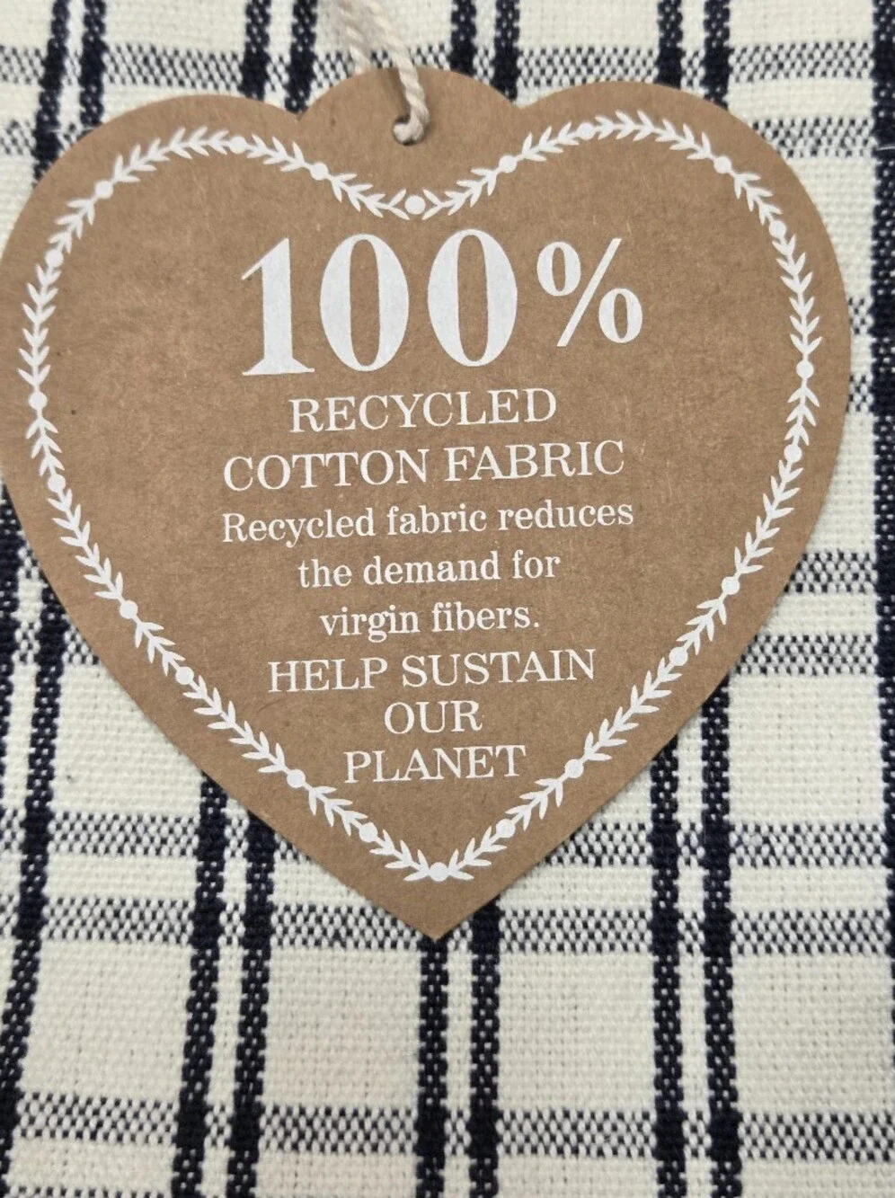 10 Studio Cream/Navy Plaid/ Checked Kitchen Cotton Apron with Pocket NWT
